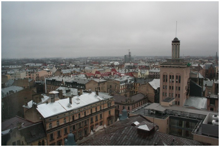 Udsigten fra hotelvrelset p vores hotel i Riga