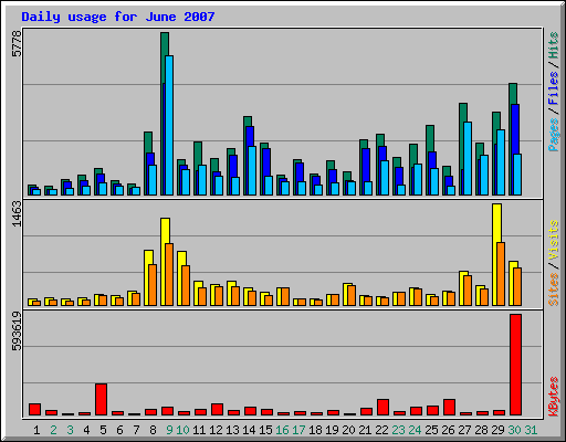 Daily usage for June 2007