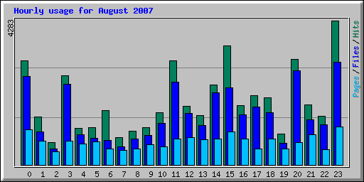 Hourly usage for August 2007