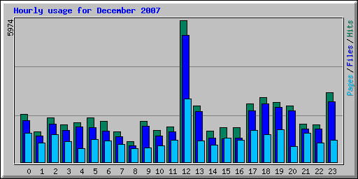 Hourly usage for December 2007